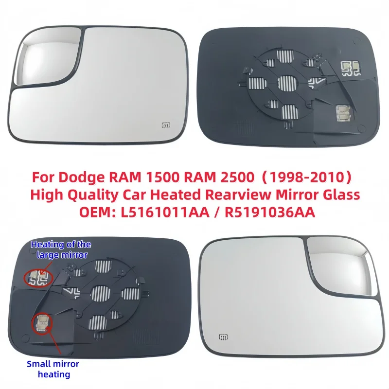 For Dodge RAM 1500 RAM 2500(1998 1999 2000-2010)High Quality Car Heated Rearview Mirror Glass OEM: L5161011AA / R5191036AA
