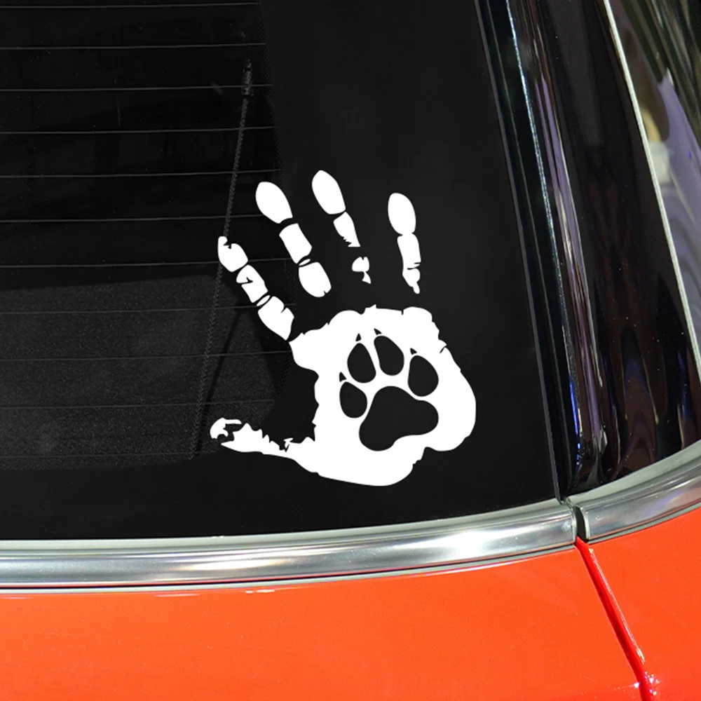 

15x12.6cm Pet Handprint Car Sticker Auto Body Bumper Windows Motorcycle Laptop Walls Vinyl Film PVC Decal Car Tuning Accessories