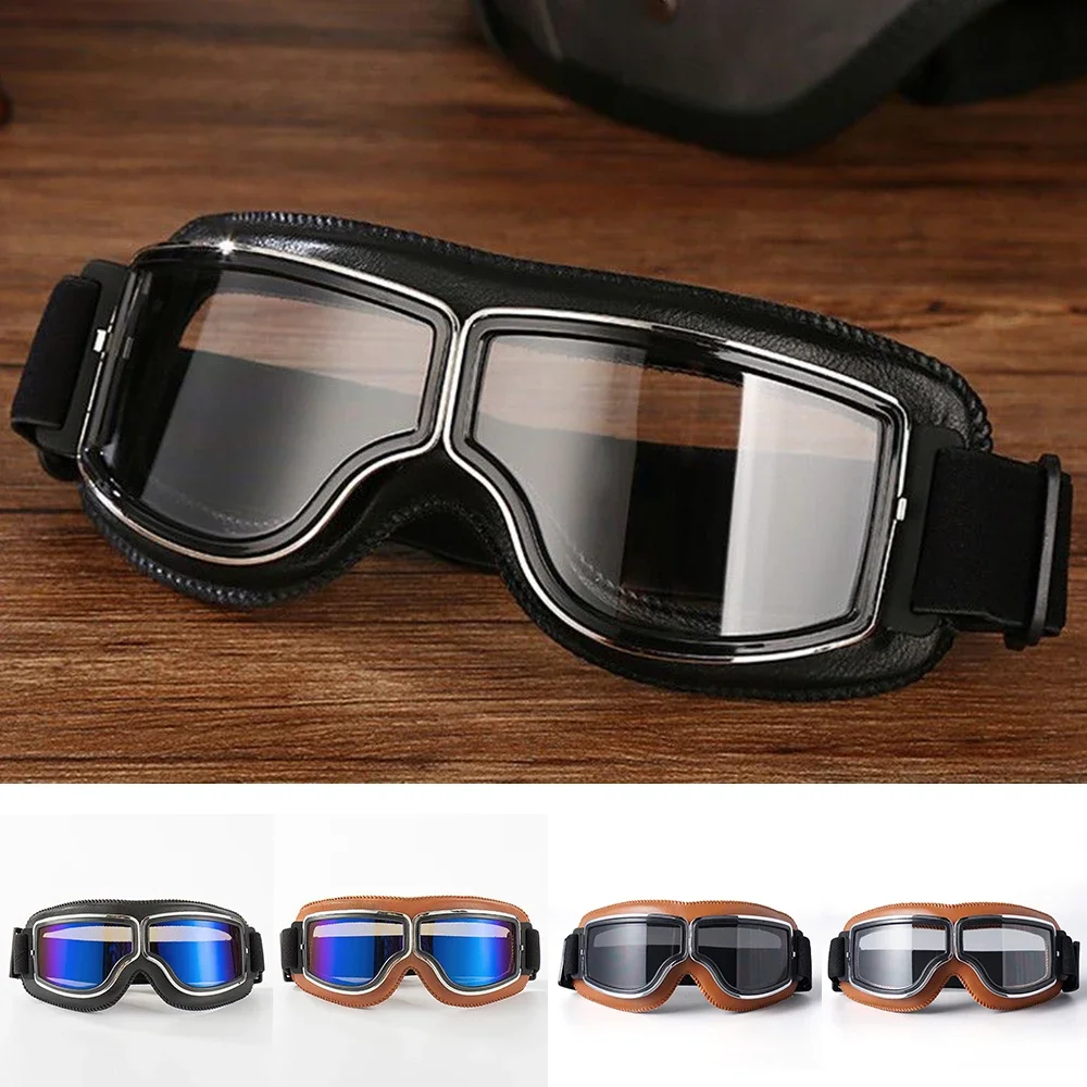 

Windproof Motorcycle Helmet Glasses Leather Safety Protective Anti-glare Motocross Cross-Country Steampunk Glass Various Styles