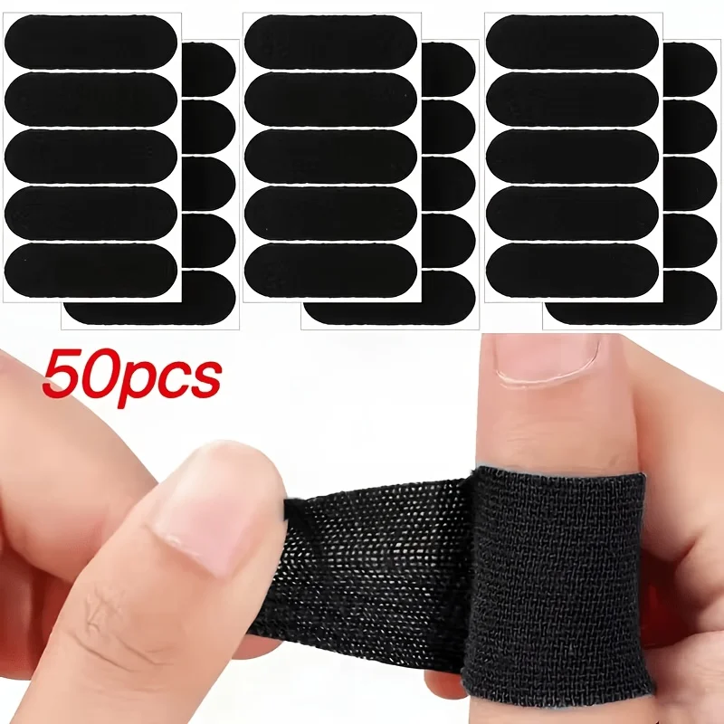 50pcs Black and Blue Sports Stretch Finger Guards, Bowling Thumb Support Stabilizers, Anti-Friction Sports Finger Tape
