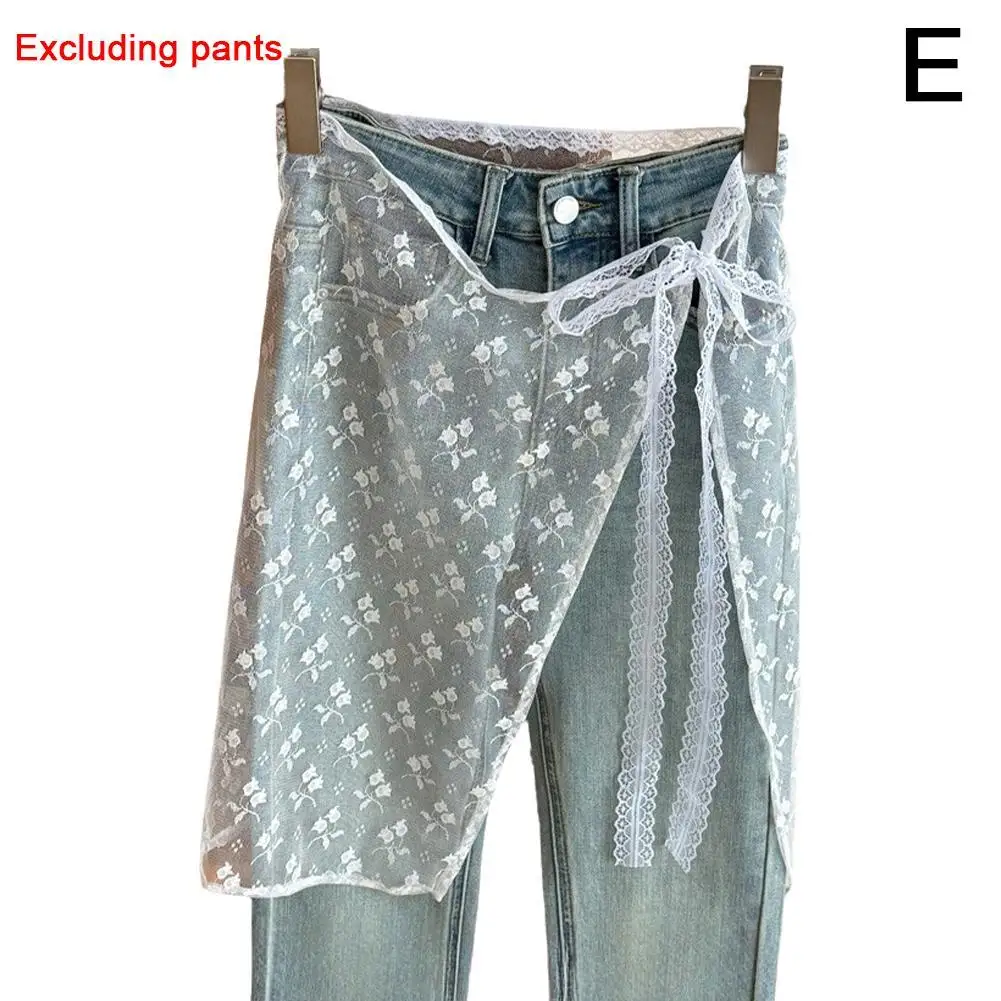 White Lace Triangle Fringe Lace Hip Scarf Belt Women's Fart Curtain Folded To Wear Small Decorative Skirt Lace Up Matching Pants