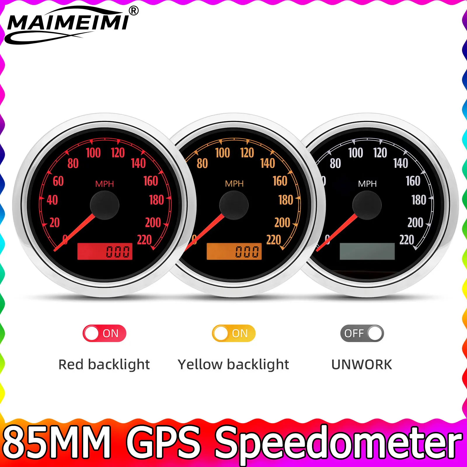 

ADQ Motorcycle Car GPS Speedometer 85MM 12V 0-220 MPH Instruments Gauges with GPS Antenna Odometer Speedometer for Harley Motor