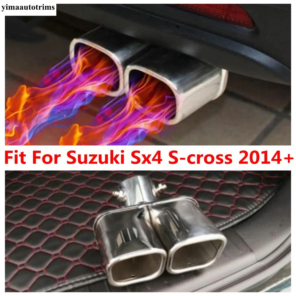 

Rear Exhaust Muffler Tip End Pipe Cover Trim For Suzuki Sx4 S-cross 2014 - 2022 Stainless Steel Accessories Exterior Refit Kit