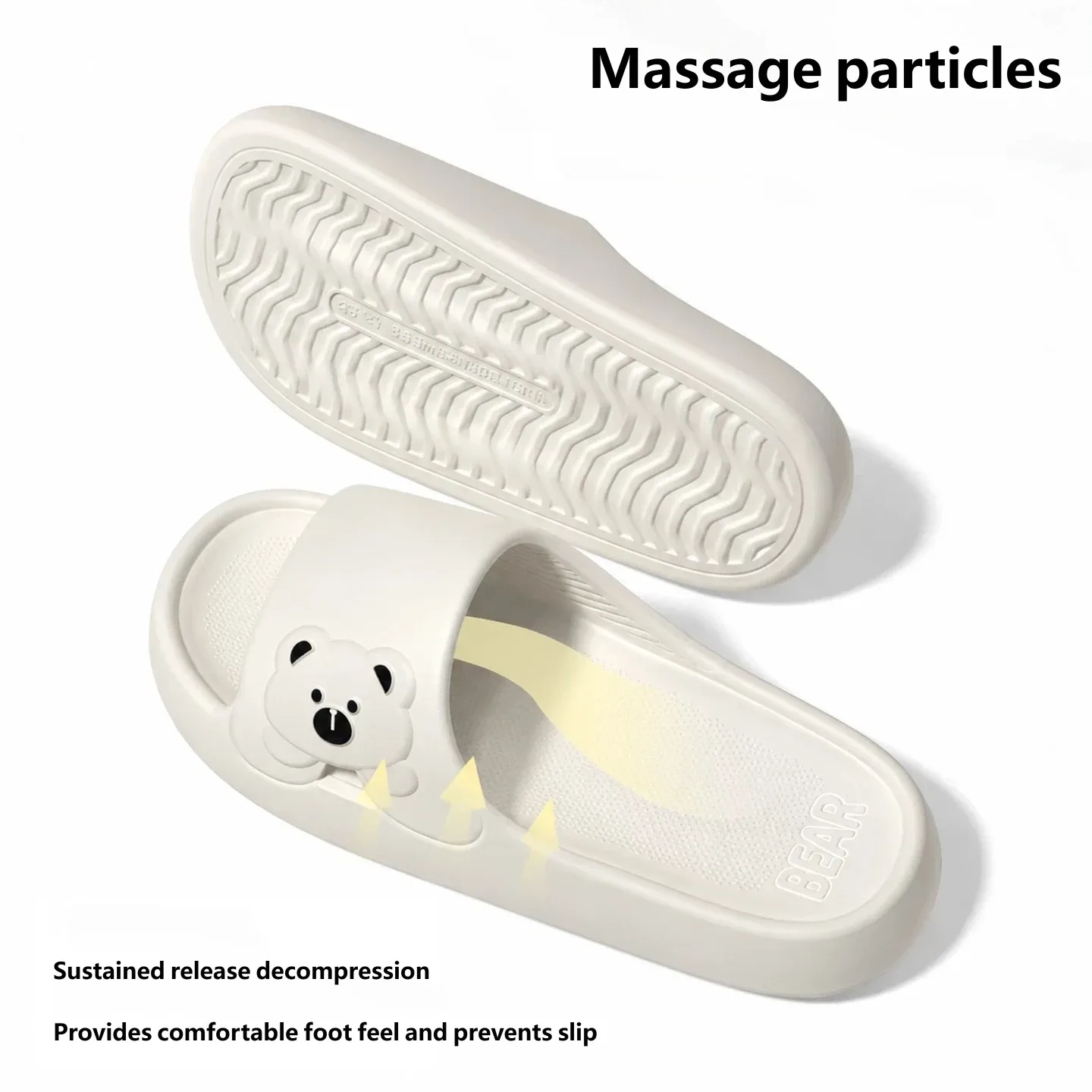 Summer Cartoon Bear Slippers Quality EVA 3cm Thick Sole Double‑Sided Anti‑Slip Breathable Casual Home Outdoor Slide Sanda