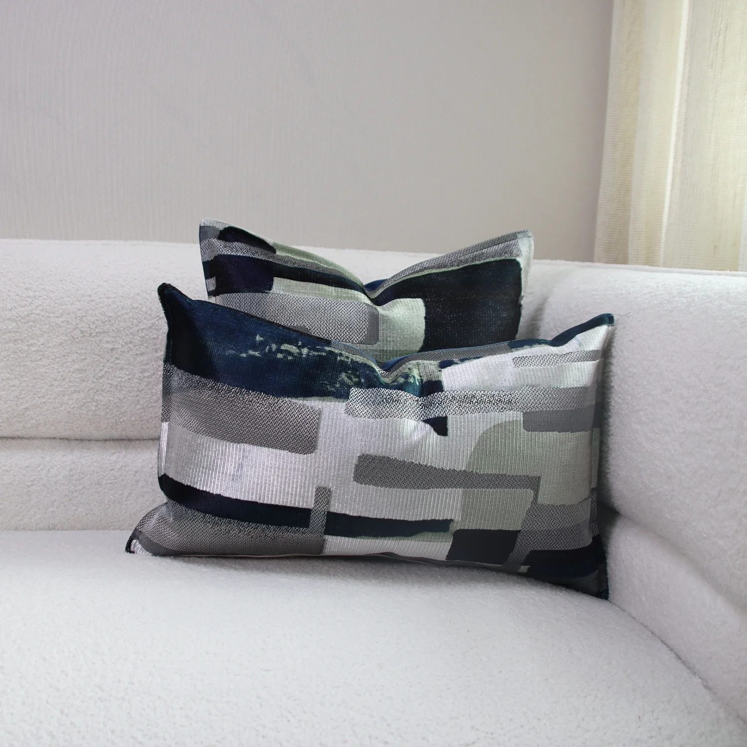 Italian Minimalist Color Block Jacquard Pillow Cover Decorative Cushion Cover For Sofa Living Room Show Room Hotel