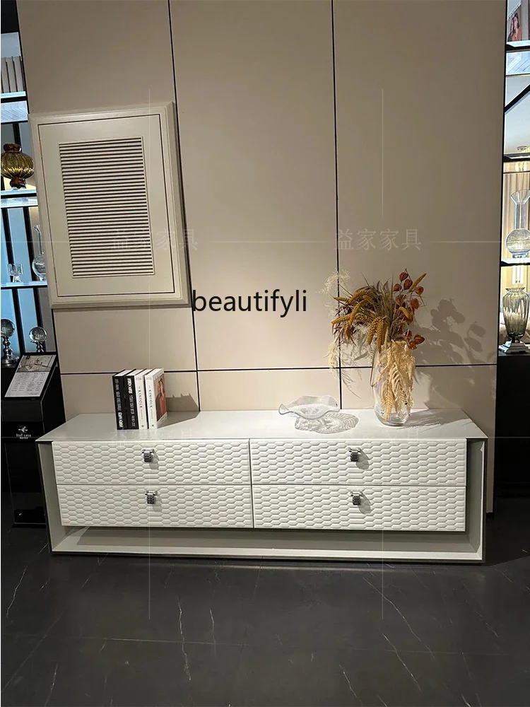 

Modern minimalist milk white TV cabinet, dining side, locker, bedside table