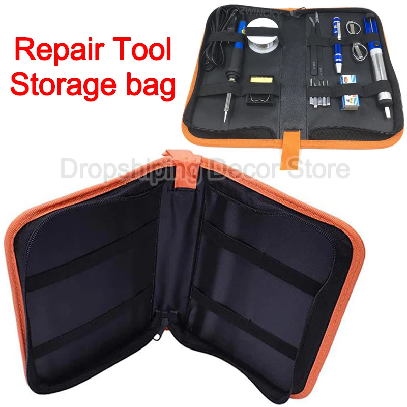 Portable Electrician Tool Electric Soldering Iron Tool Storage Bag Multifunction Welding Tool PU Leather Storage Bag With Zipper