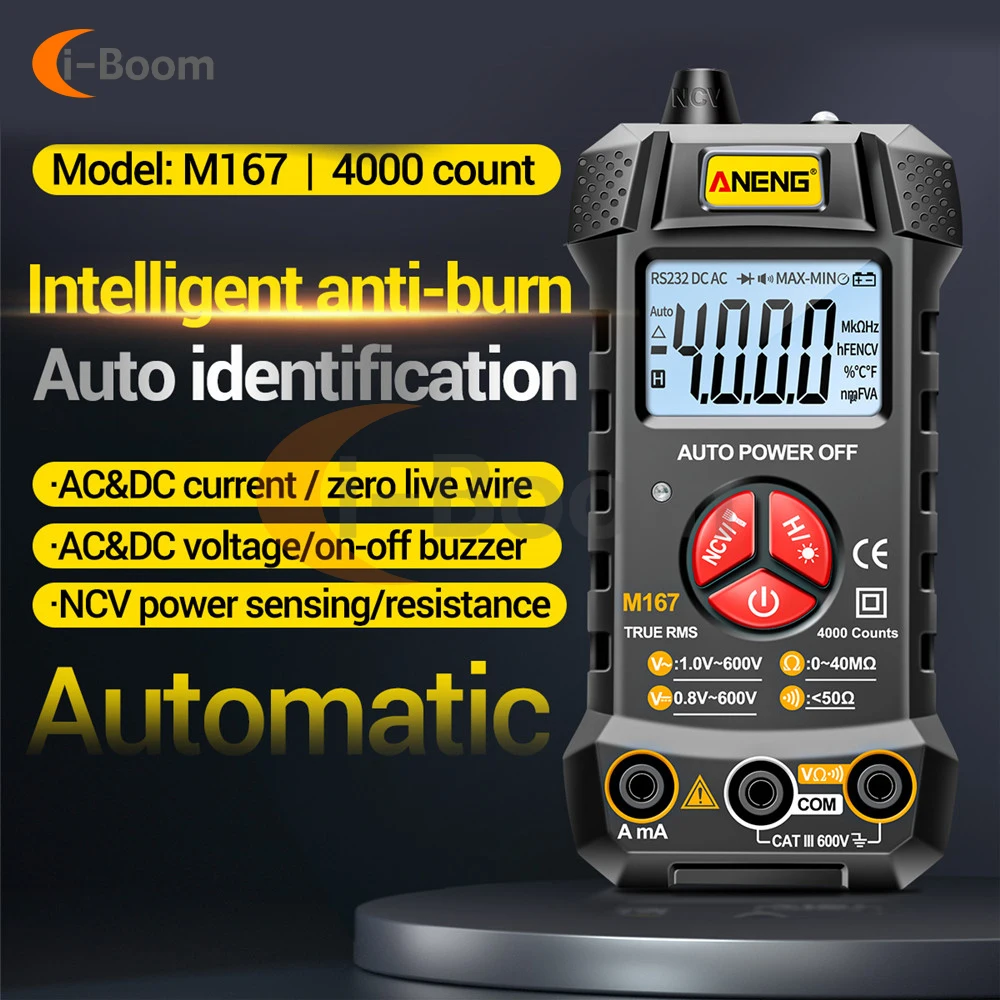 Portable Multimeter Voltage Current Ohmmeter Multifunction Electrician Meter LED Digital Display NCV Induction Measurement QC