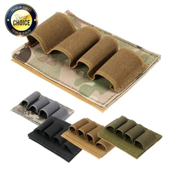 Tactical 12/20Ga 4 Round Ammo Carrier Holder Shotgun Shell Molle Nylon Magazine Pouch Panel Flashlight Pen Organizer