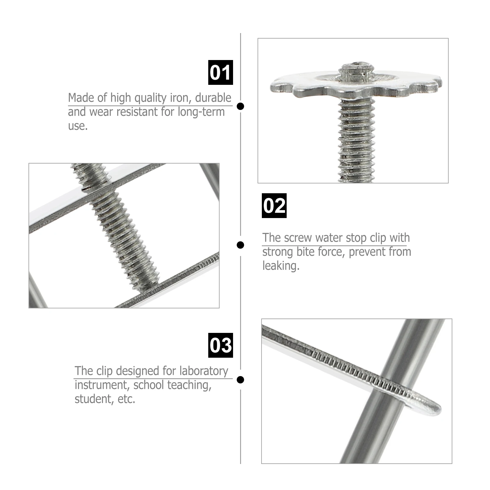 

10 pcs Iron Waterproof Clip for Laboratory Tubing Control Screw Hose Clamp Adjust Pinchcock Flatjaw Tube Teaching