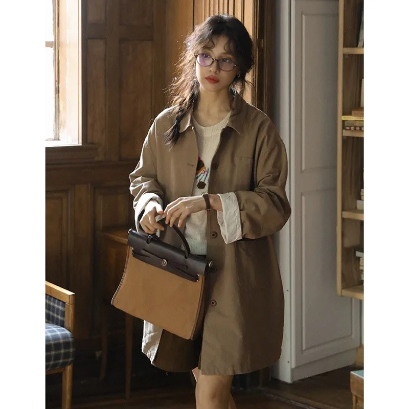 Johnature 2025 Spring New Japanese Vintage Cotton Trench Coat Jacket Women Casual Long Loose All Match Mori Women Trench Coats