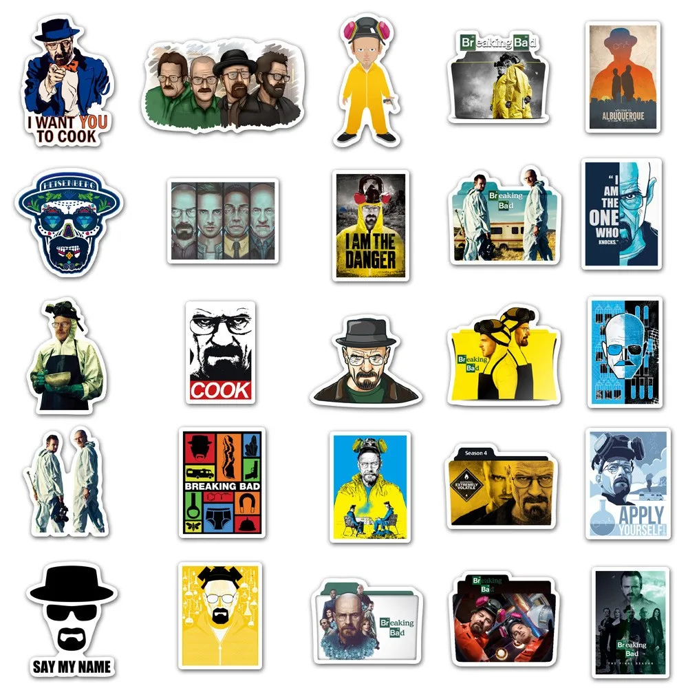 50pcs TV Show Breaking Bad Stickers for Laptop Skateboard Scrapbooking Waterproof Cool Graffiti Decal Sticker Kid DIY Toy view 3