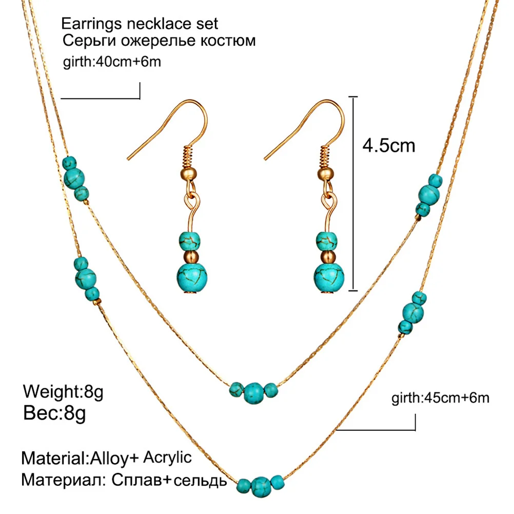 Turquoise Necklace Earrings Set Stylish Delicate Workmanship Elegant Jewelry Birthday Wedding Gifts Turquoise Necklace