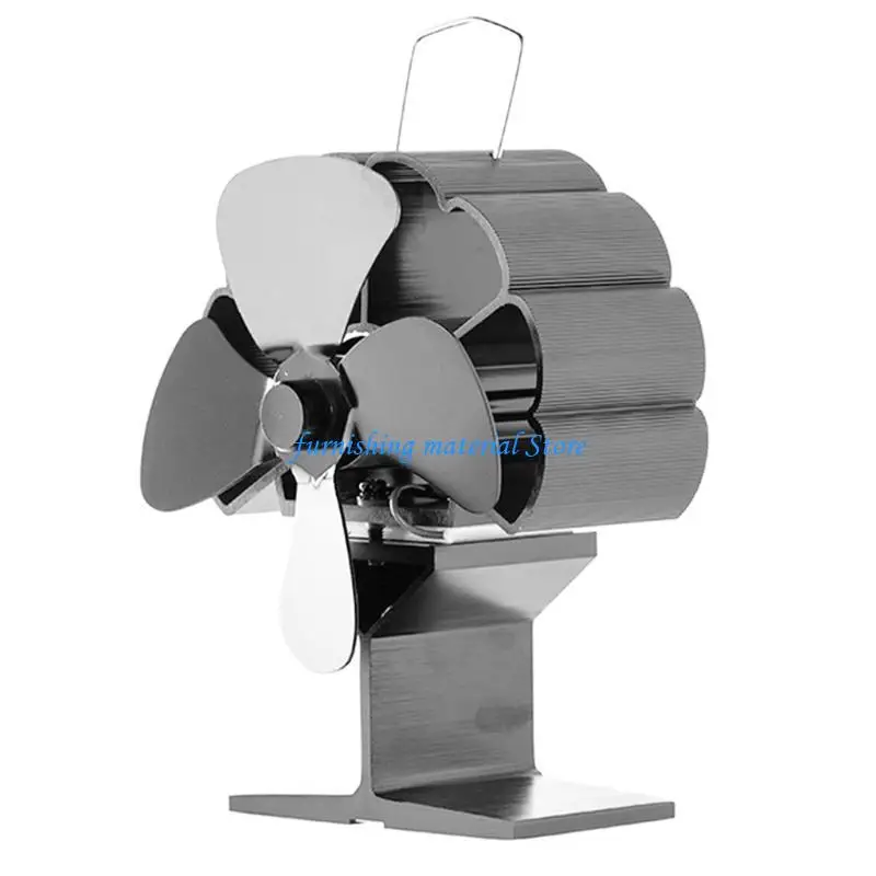 Y5GD Home 4 شفرات مدفأة موقد مروحة سجل الخشب للموقد توفير هادئ كفاءة الوقود #5