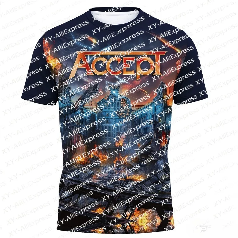 Men’s Rock Gig Tee, Quick Dry & Breathable. Ruins Flame Graphic, Intense Dark Style for Band Fan Gatherings