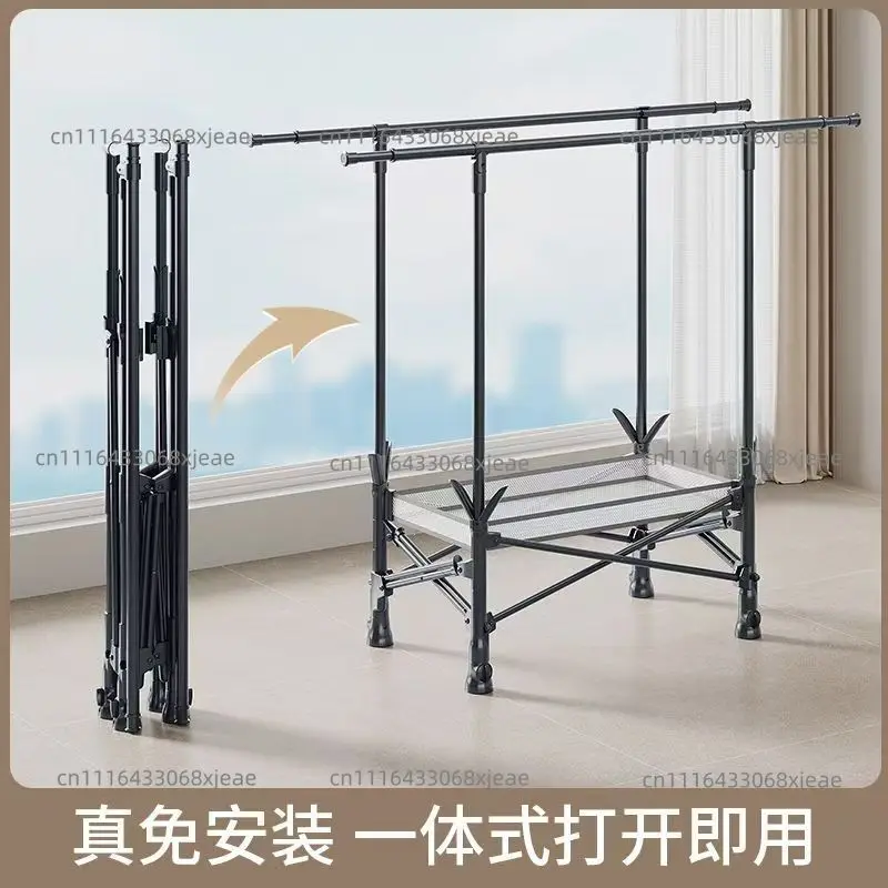 Retractable clothes drying rod Foldable clothes drying rack Household floor hanger