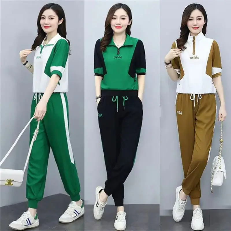 

Women's Sportswear Suit 2025 Spring Autumn New Casual Fashion Cute Corp Tops Pants 2 Two Piece Sets For Women Plus Size Clothing