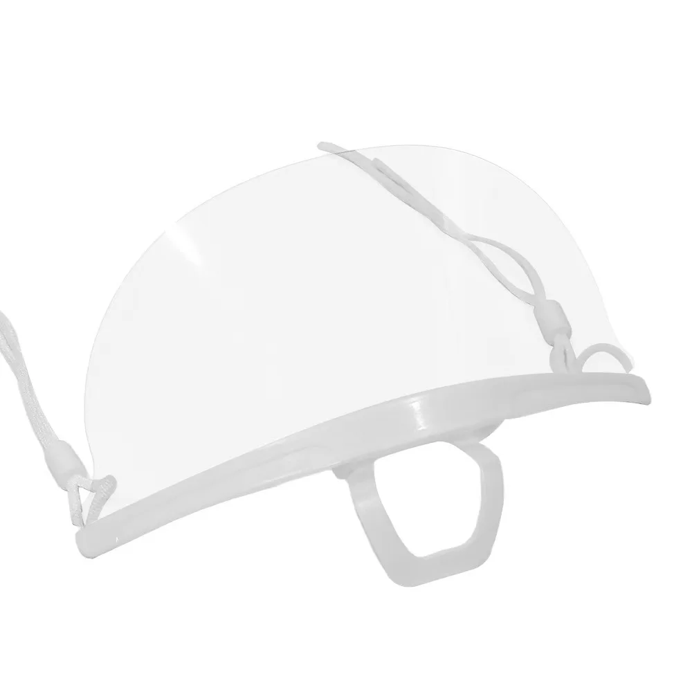 Anti-Fog Clear Catering Mouth Shield Food Grade PC Material Splash Proof Adjustable Lanyard Reusable Transparent Face Visor for