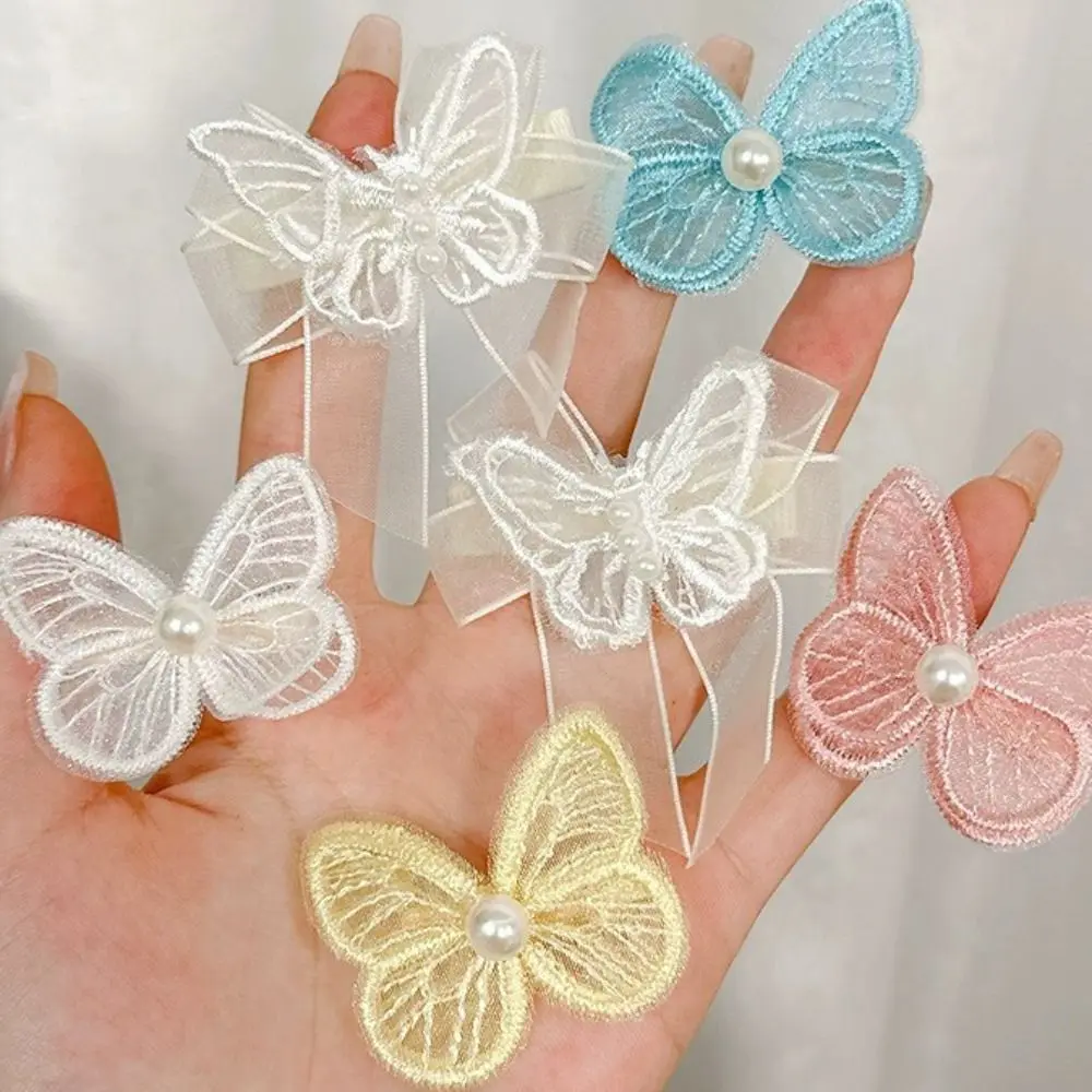 Cadena trenzada de mariposa de princesa para el cabello, horquilla trenzada de perlas, accesorios para el cabello, diadema, lazo para el cabello con borla para niños