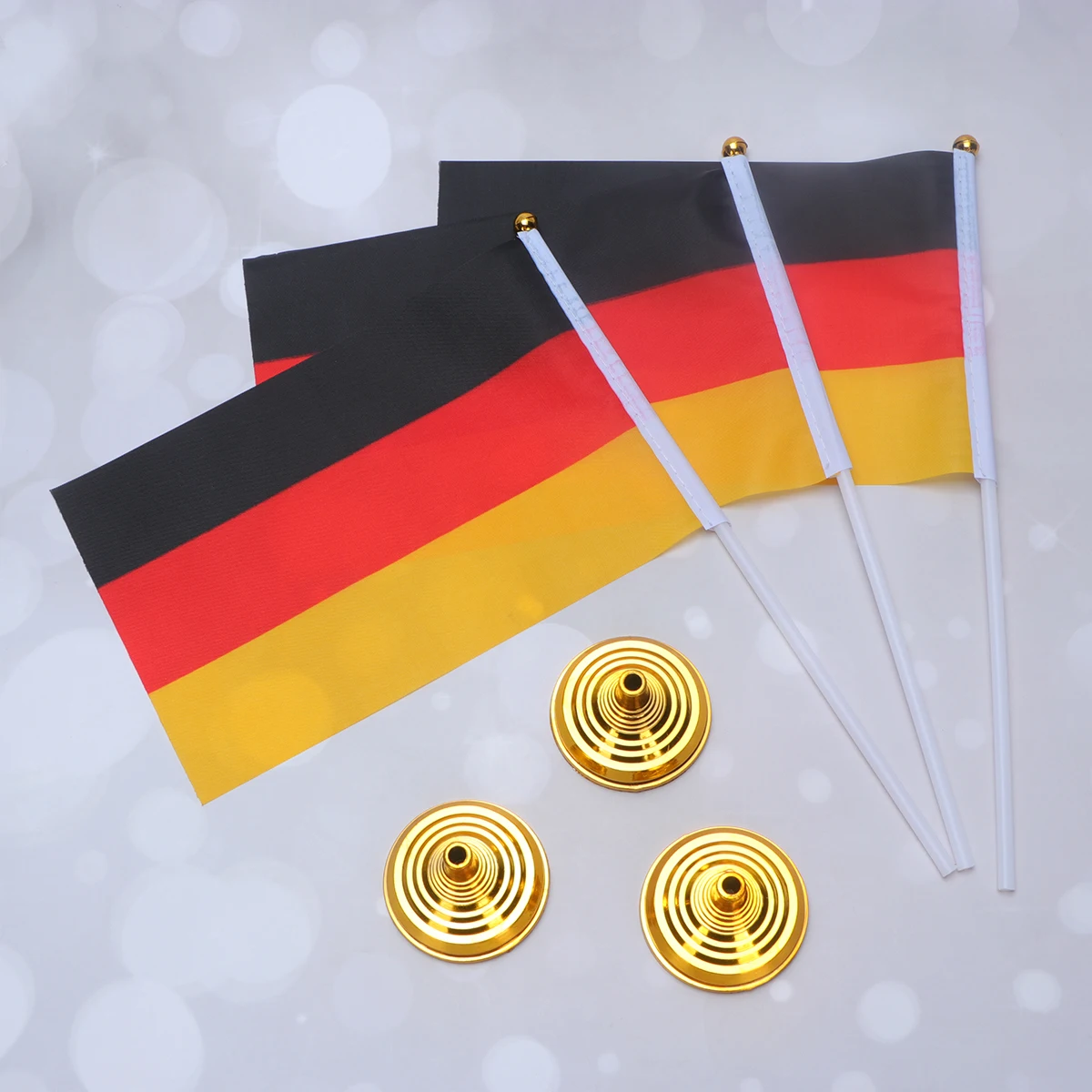 

12Pcs Vibrant Germany Tabletop Flag Desk Ornament With Base For Parties Festivals Military Occasions
