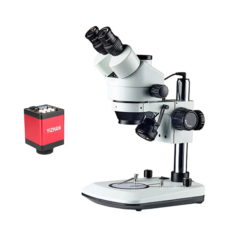 

China Factory 7X-45X Hd 13Mp Camera With Light Source Trinocular Stereo Eye Microscope