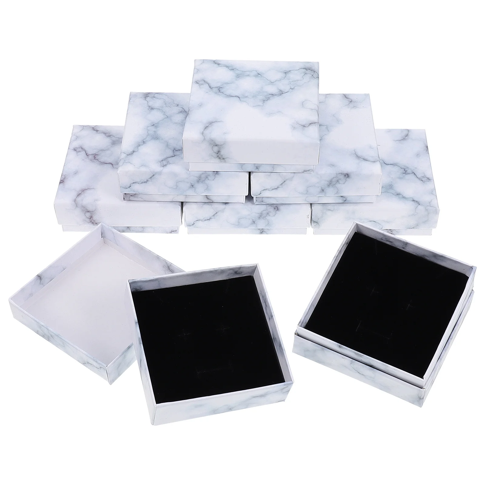 

8pcs Marble Pattern Jewelry Box Premium Paper Material For Earrings Necklaces Storage Jewelry Organizers Lightweight Durable
