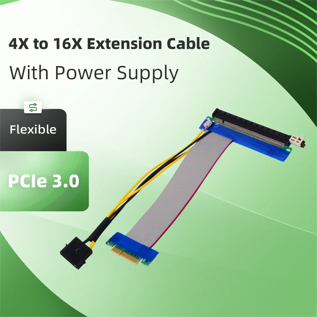 Cable Riser NGFF PCIe 3.0 4X a 16X, Cable Flexible de Cinta con Alimentación, Cable de Extensión PCI Express para Tarjetas Gráficas GPU y Minería