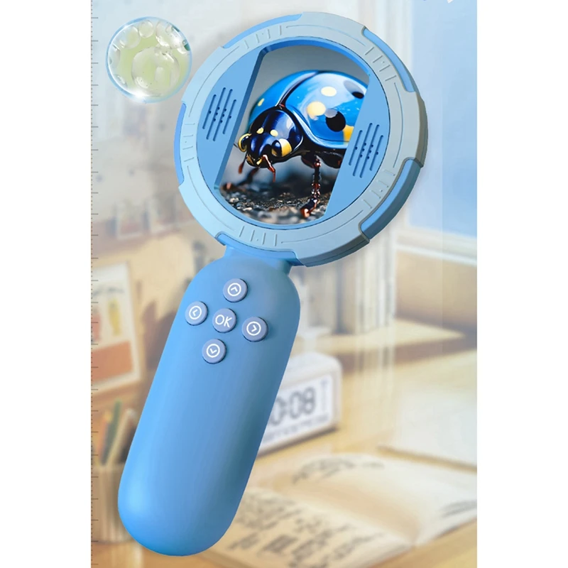 Digital Microscope With 2Inch IPS Screen 100X Pocket Magnifying Glass With Light For Adults Coin Magnifier With 8 Leds