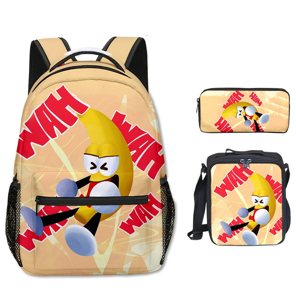 Harajuku Cartoon shovelware Brain Game 3D Print 3pcs/Set Student School Bags Laptop Backpack Crossbody Lunch bag Pencil Case