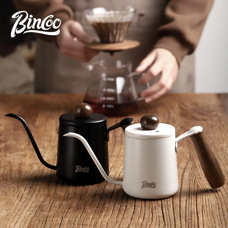 

Bincoo 350ML Coffee Gooseneck Kettle Walnut Stainless Steel Cafe Camping Drip Pot Barista Accessories Tools Coffeeware Utensils