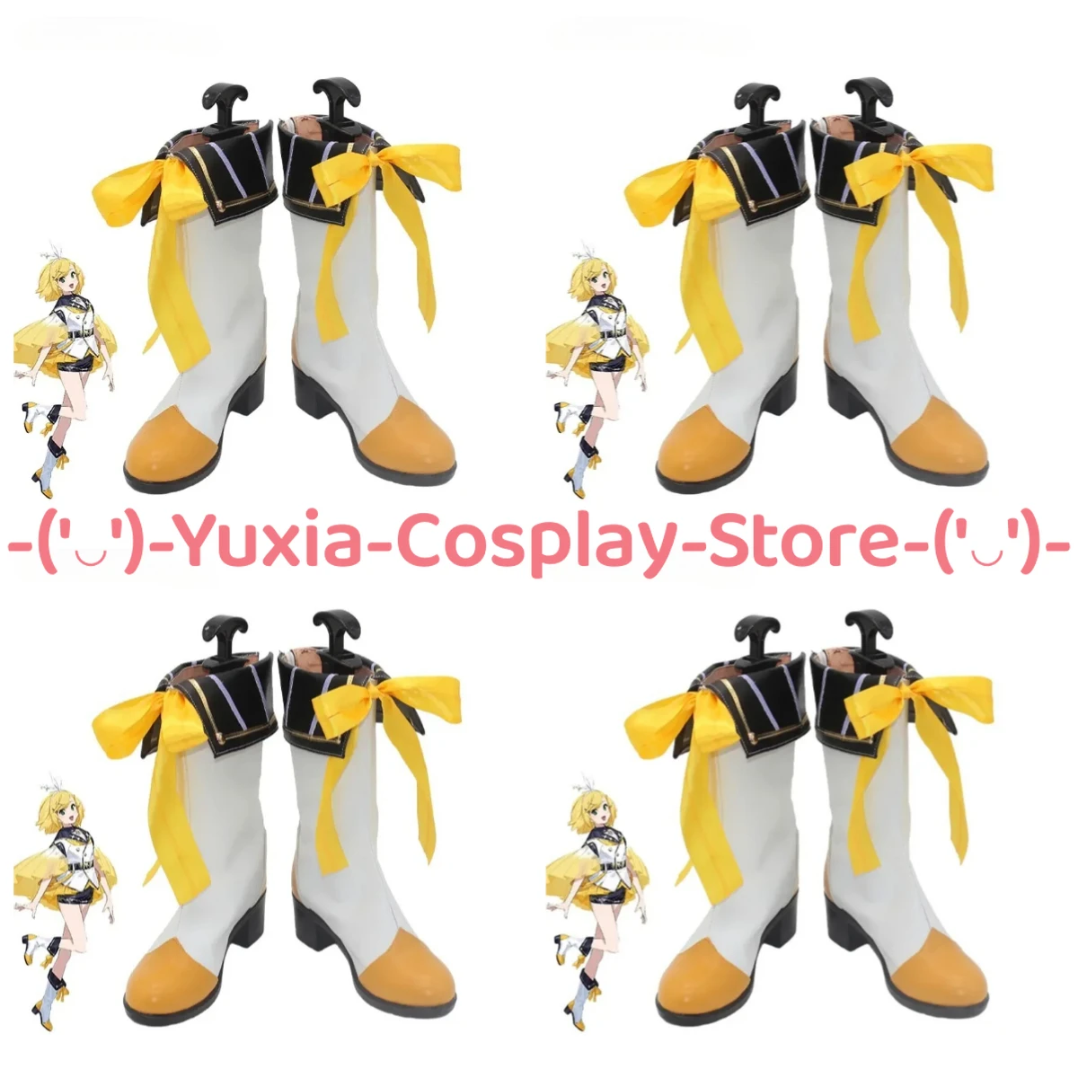 

Yuxiacosplay! Vocaloi Kadamine Rin Cosplay Shoes Anime Game Character Prop PU Leather Boots Halloween Carnival Party Costume
