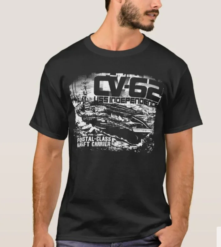 USS Forrestal-class Independence CV-62 Aircraft Carrier T-Shirt 100% Cotton O-Neck Short Sleeve Casual Mens T-shirt Size S-3XL