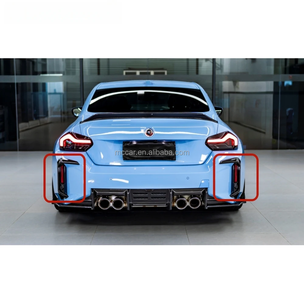 عالية الجودة غطاء المصد الخلفي ألياف الكربون الجافة الوفير الجانب الخائن لسيارات BMW G87 M2 المصد الخلفي Canards ركن حامي