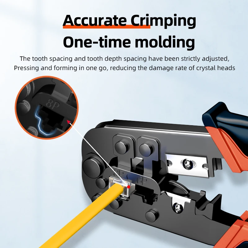 Ethernet RJ45 Crimp Tool For 8P8C Cat5/6/7/8 Connector Network Crimp Tool Cut and Strip,6P RJ11/RJ12 Crimping Tool 8P RJ45 Crimp