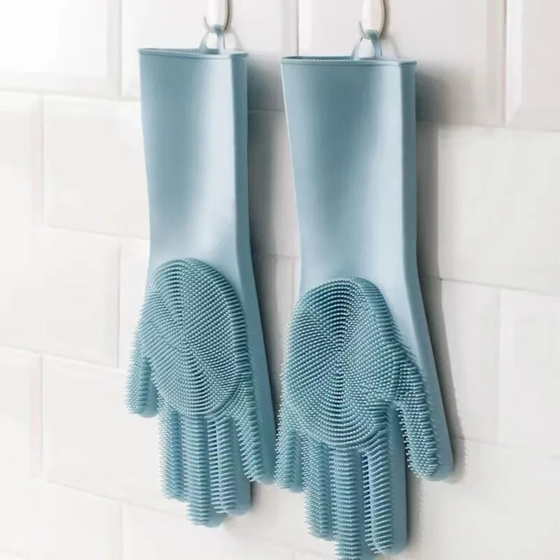 Silicone Dishwashing Gloves, Magic Bath Gloves Room Special Durable Wear-resistant Waterproof Rubber Gloves