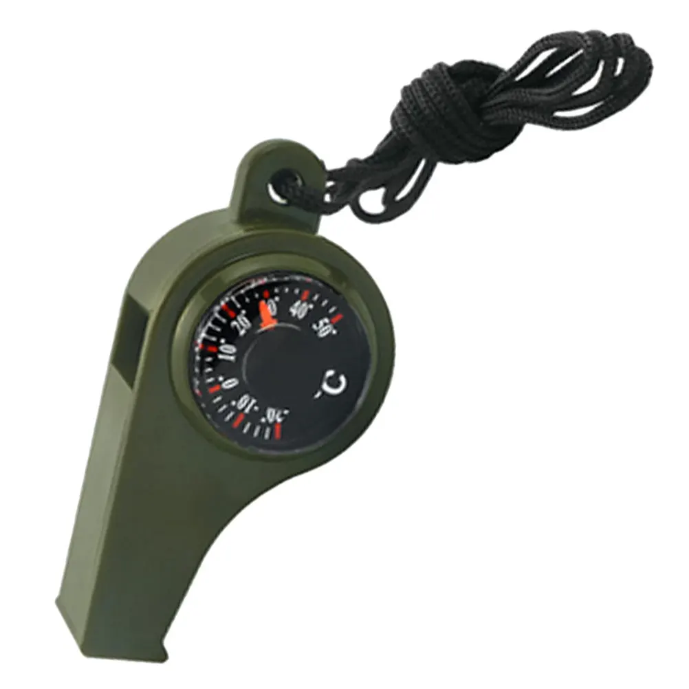 

Multifunctional Whistle Compass Thermometer Portable for Camping Hiking Supplies Survival Lanyard Pendant Outdoor Accessory