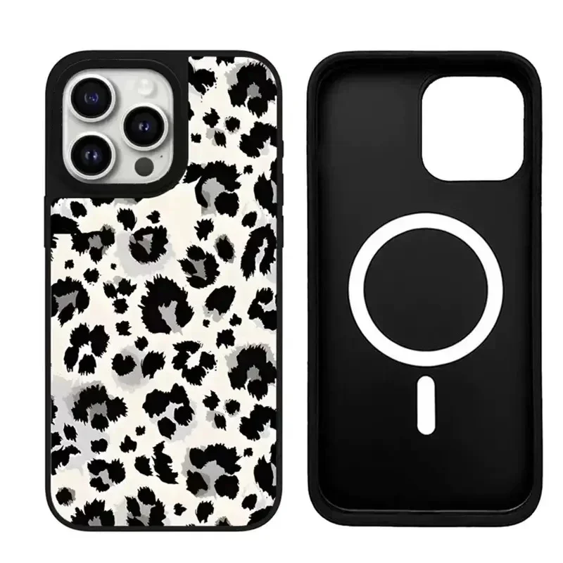 

Leopard iPhone 11 12 13 14 15 16 Pro Max Mirror Surface MagSafe Case Cover Shell