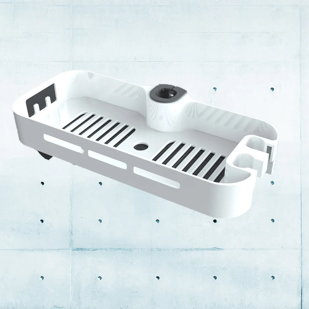 

Lift Shower Tray Fashion Storage Rack Lifting for Bathroom White Commodity Shelf