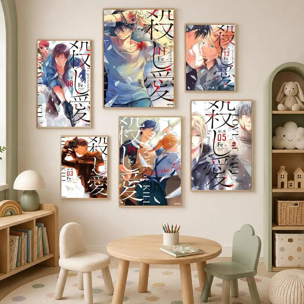 Anime Koroshi Ai Poster Self-Stick HD PP paper Wall Art Poster, Waterproof Decor for Bedroom, Living Room and Home