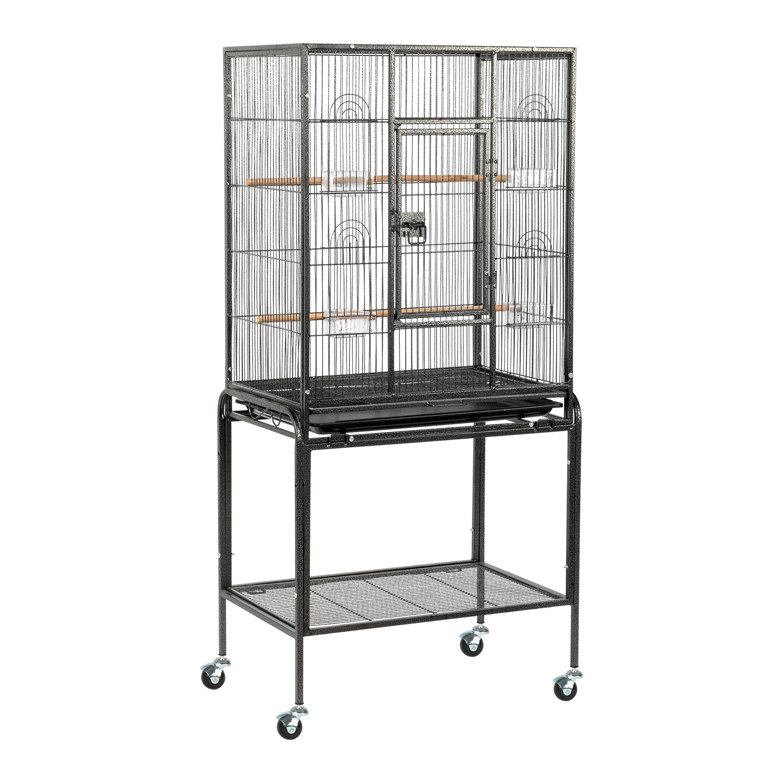 

53-inch large birdcage with rolling stand and storage shelf, suitable for various birds: parrots, lovebirds, cockatoos, and budg