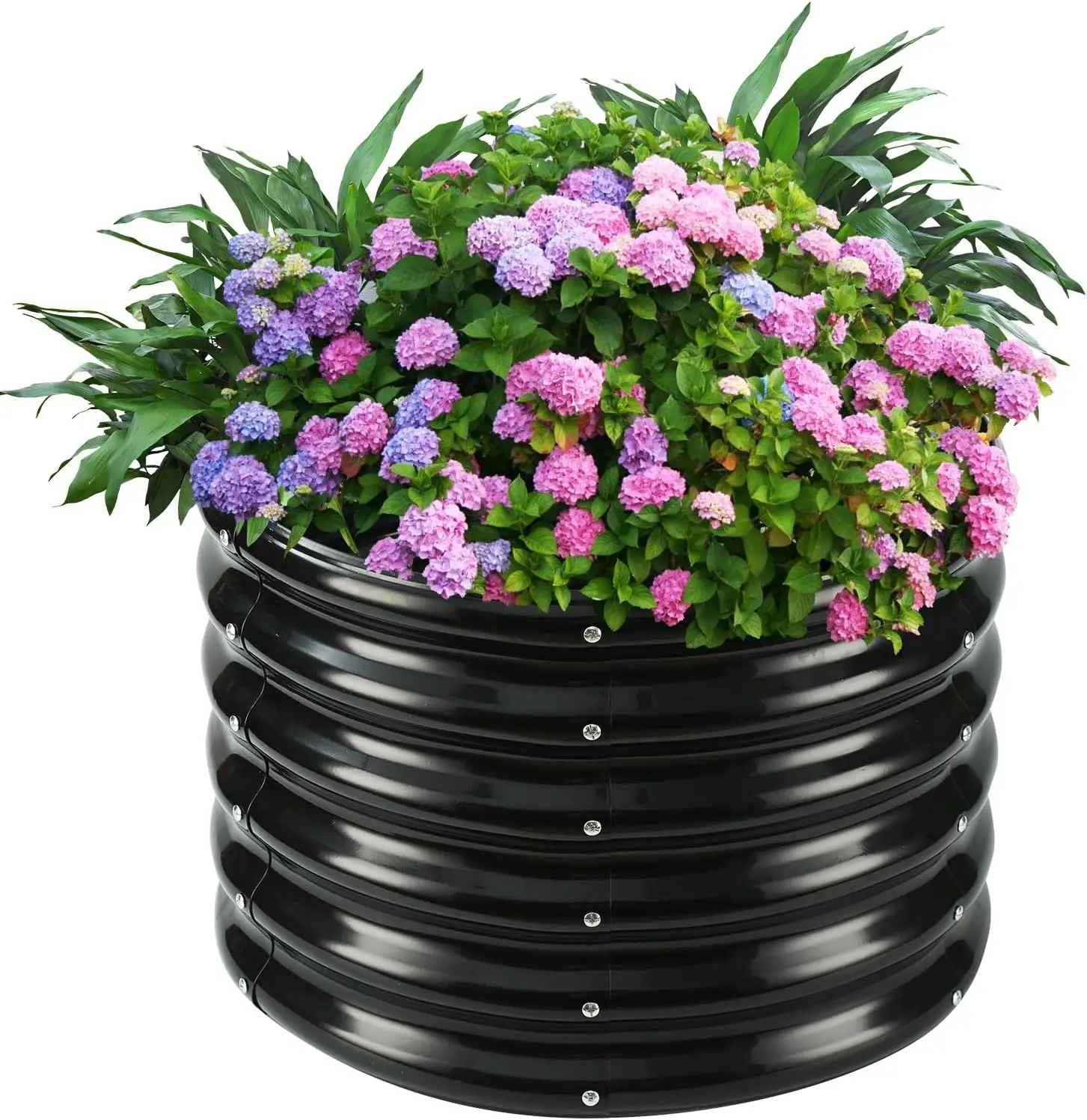 

Круглая уличная садовая грядка высотой 17 дюймов - металлическая приподнятая грядка/ящик для растений толщиной 0,8 мм для различных видов растений