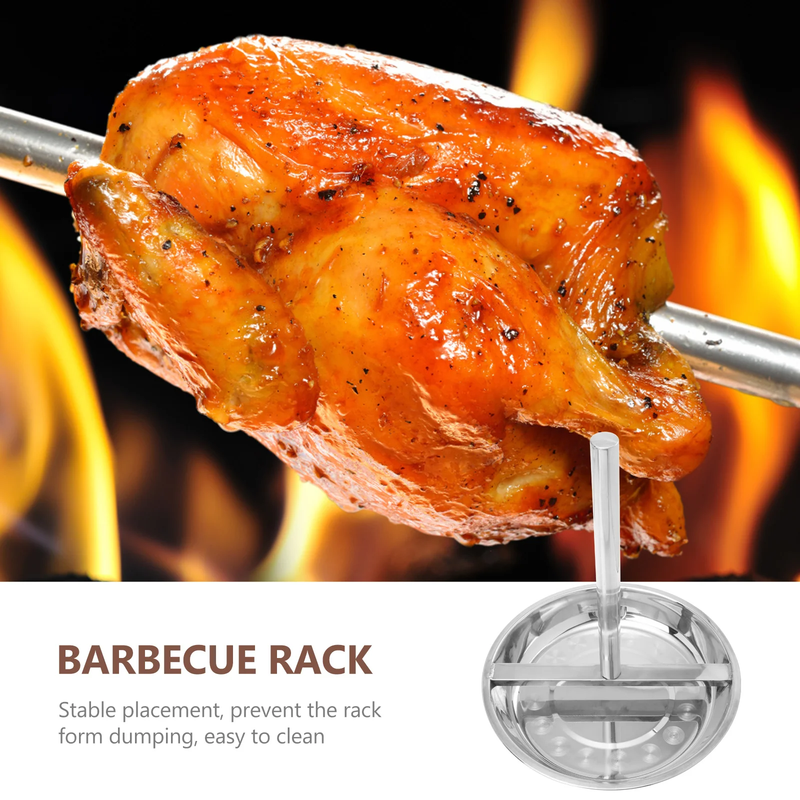 

Chicken Roasting Rack Stainless Steel Durable Detachable Non-Stick Outdoor Camping Bbq Plate Practical Heat Resistant Barbecue