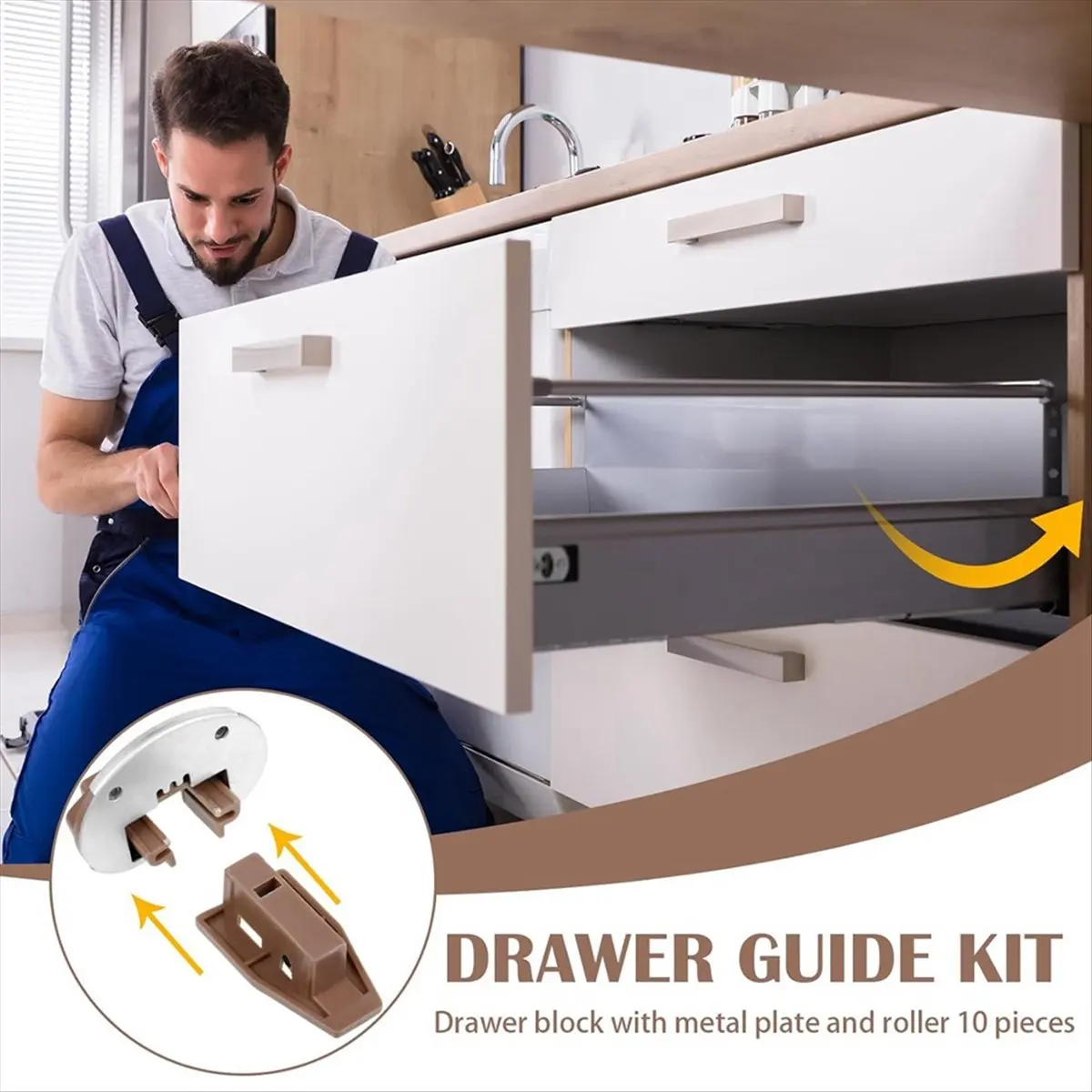 2025+ 10 Sets Drawer Replacement Parts Drawer Slides Rail Replacement Kit Improved Commercial Style Drawer Stopper