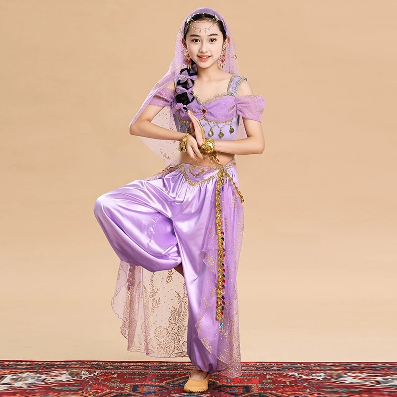 Traje de desempenho de halloween das crianças vestido de dança nacional roupas étnicas da menina dança do jardim de infância dança yindu eth outfit