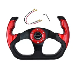 TIYPEOR Sport Racing 13Inch 330mm Flat Drift Steering Wheel D-Type PU Universal