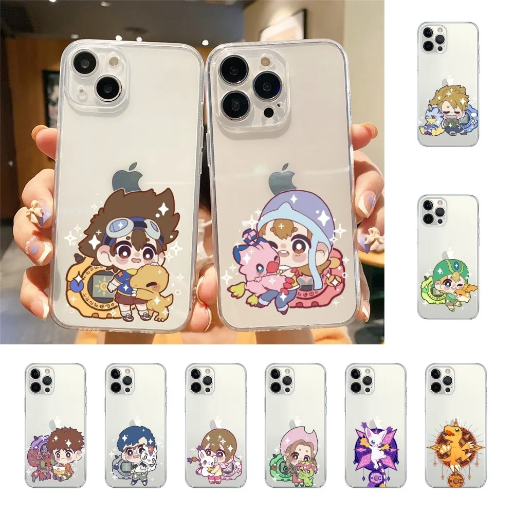 D-Digimon-n Anime Phone Case For Iphone 15 11 13 14 Pro Max 7 8 Plus X Xr Xs Max Se2020 12mini Transparent Cover