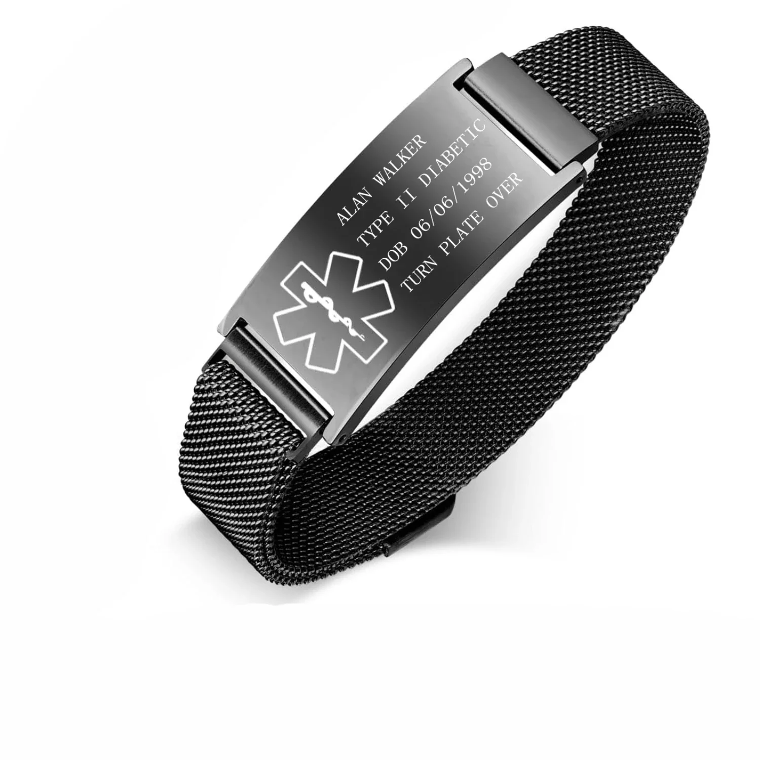 

Fashion Women's Stainless Steel Adjustable Medical Bracelets Free Carving Customized Emergency ID Bangles Men's Wrist Strap