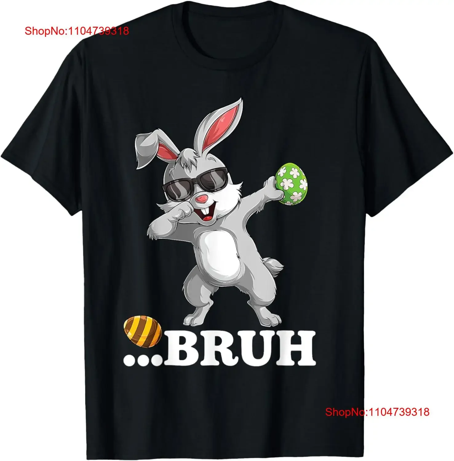 

Bruh Dabbing Bunny Funny mens kids Boys Easter day T Shirt vintage Washed Stretched Top For Everyday Wear Versatile Breathable