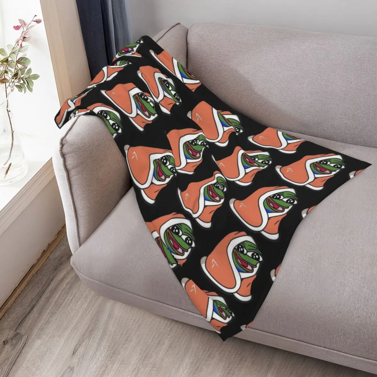 بطانية بيبو - بطانية بيبيجا تويتش ديسكورد الضفدع رمي بطانية فاخرة رمي لفصل الشتاء بطانيات المعزي