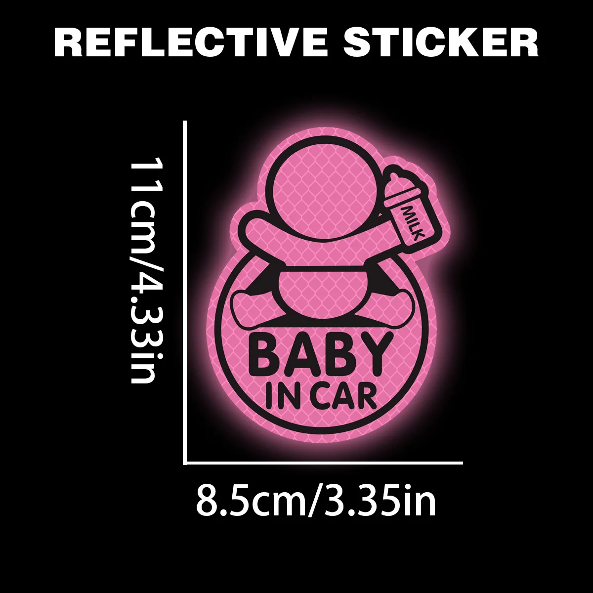 2Pcs/Set Reflective Safety Warning Stickers Cartoon High Visibility Vinyl Decals for Car Window Bumper Night Warning for Parents